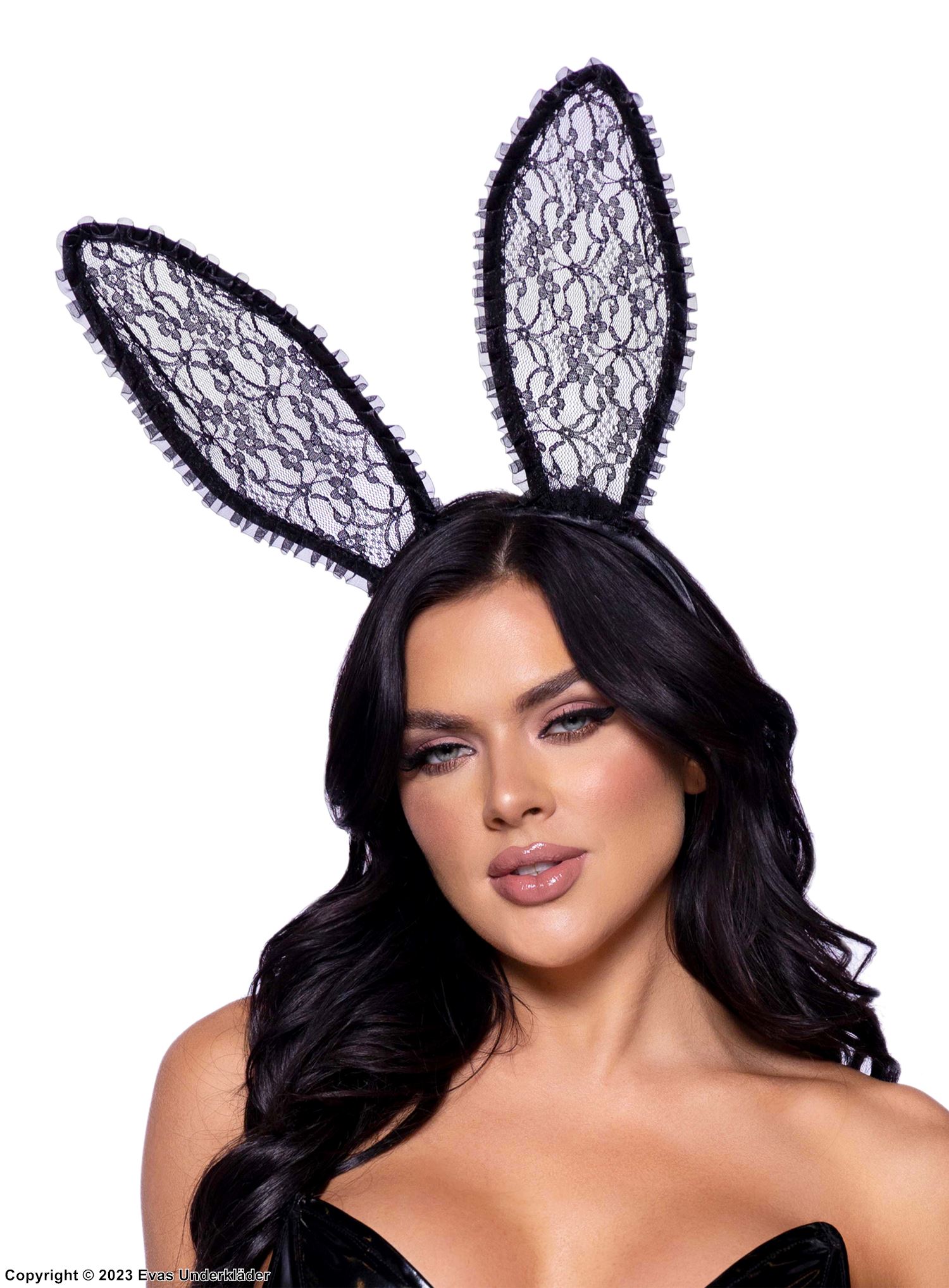 Playboy bunny, costume headgear, floral lace, big ears